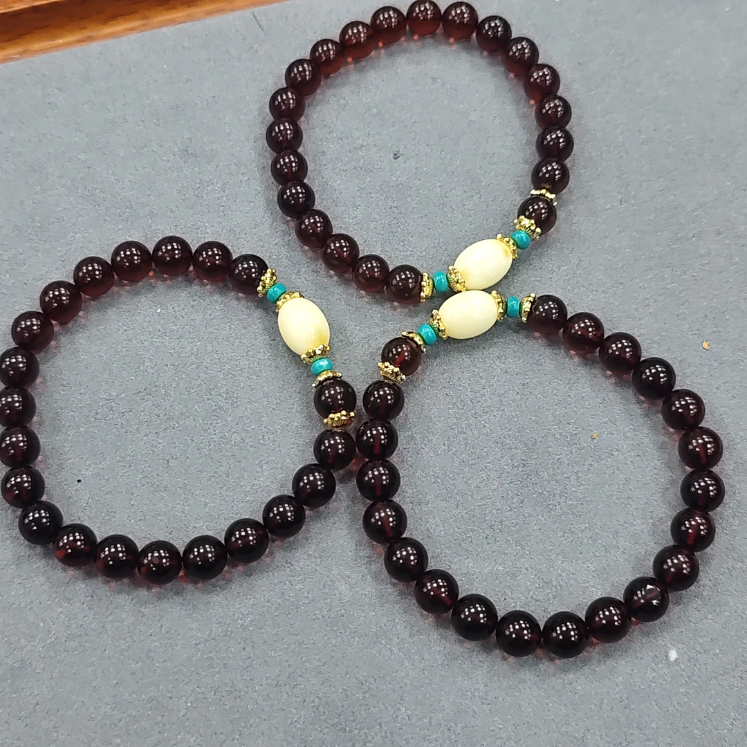 【书记甄选】天然原创血珀单圈手链 多样性发一件 约7mm LF3692