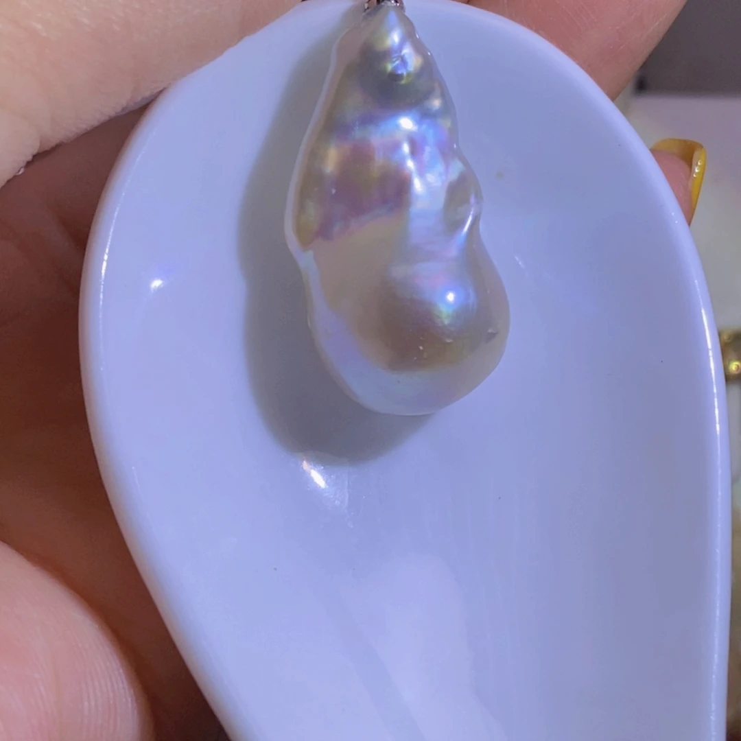 银S925镶嵌淡水珍珠天然淡水珍珠无染色无优化