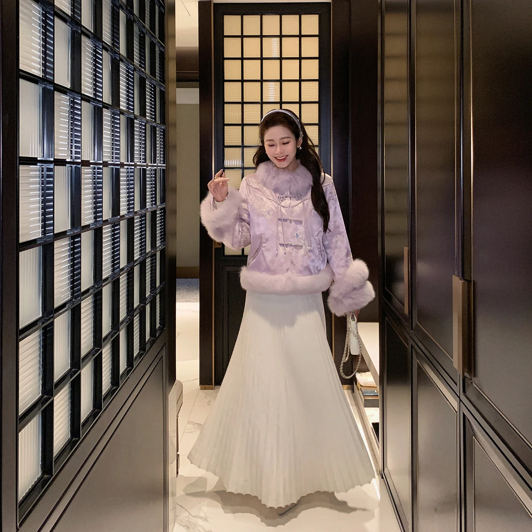 果果家 中长裙百褶裙高腰半身裙2025女性百搭纯色半身裙