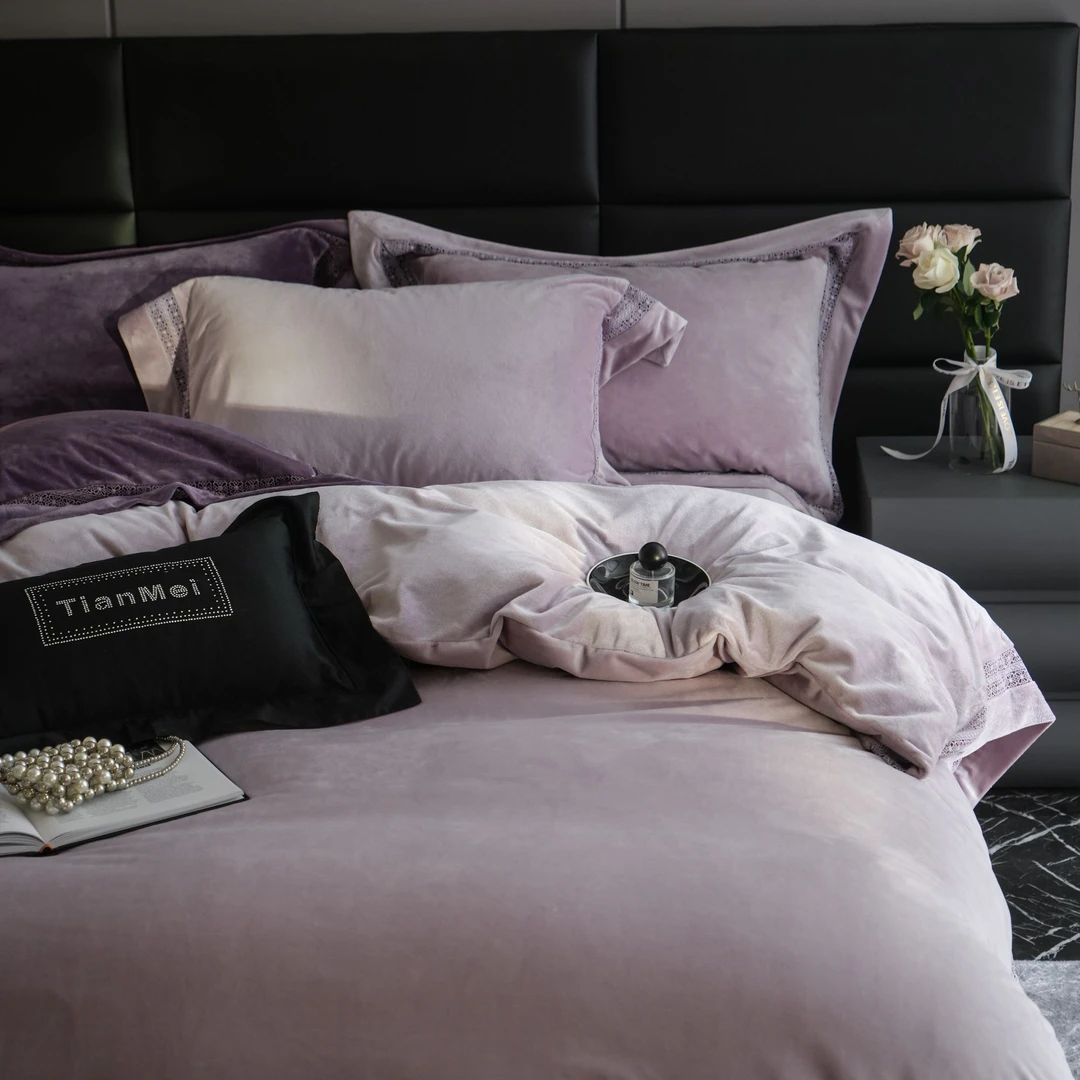 慕宸【布洛斯】意式简约轻奢加厚保暖抗静电A类婴肤绒四件套秋冬款