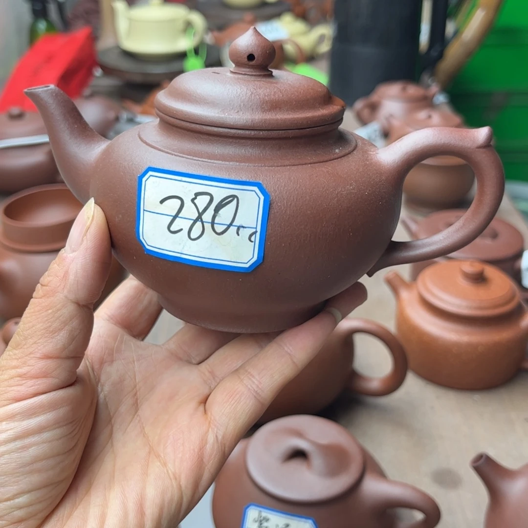 紫砂茶壶底槽清半手280cc