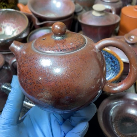 茶盏老*建阳建盏微瑕茶壶