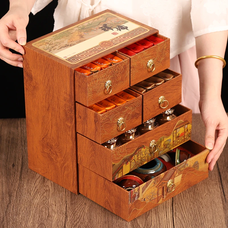 中秋送礼优选六大茗茶组合豪华生日礼物高档金骏眉红茶茶叶礼盒套