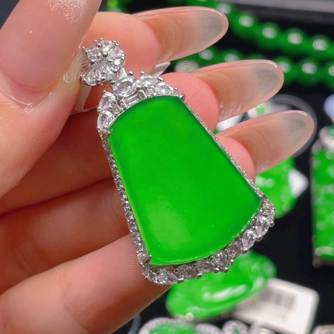 吊坠(不含链)银S925镶嵌翡翠