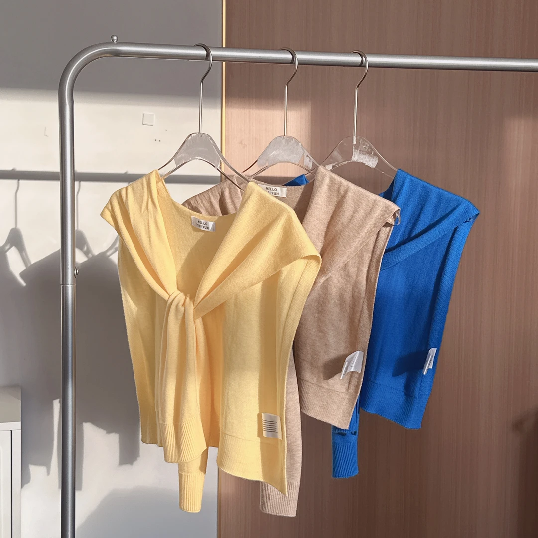 林北鼻-【奶茶披肩】韩系新款高级感针织开衫女披肩外搭