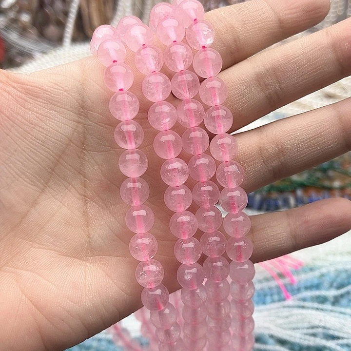 未镶嵌玛瑙/玉髓珠宝半成品一条8mm左右粉晶