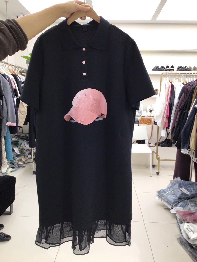 水淼春季针织连衣裙粉色帽子图案10516