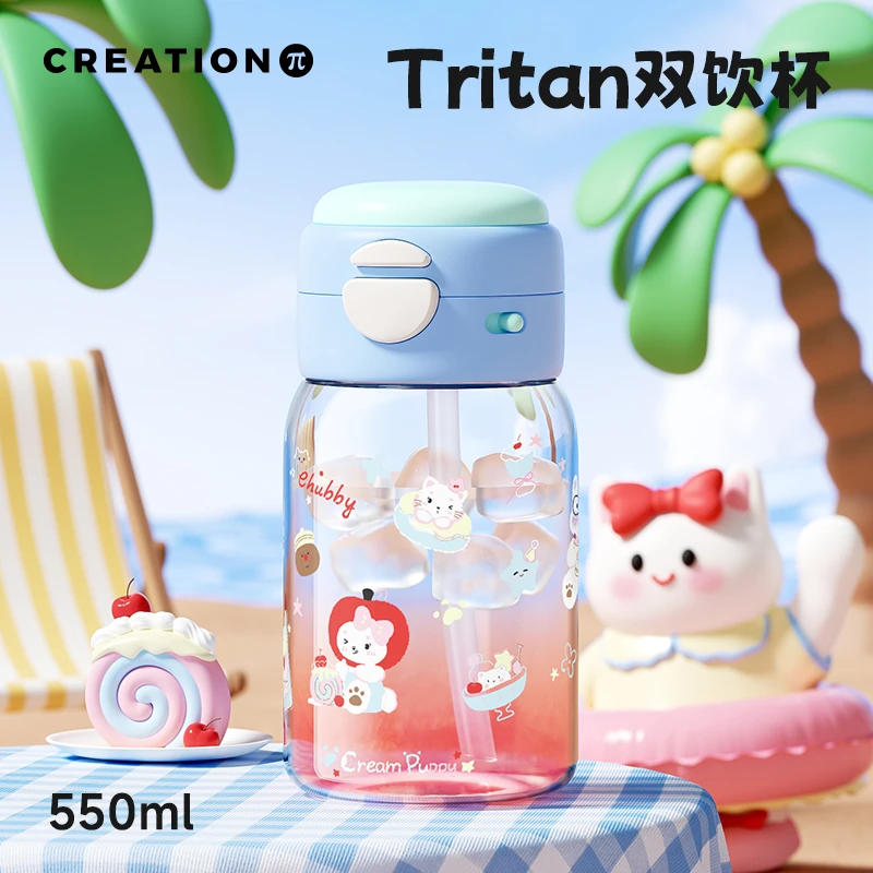 wanwu/万兀吸管杯女生高颜值水杯学生便携塑料可爱大容量儿童杯子