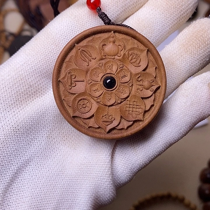 手串/手链檀香木老山檀香黑肉投影八宝圆牌