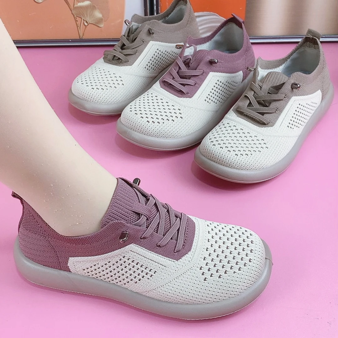 新款妈妈鞋防滑底中老年布鞋透气网面运动鞋