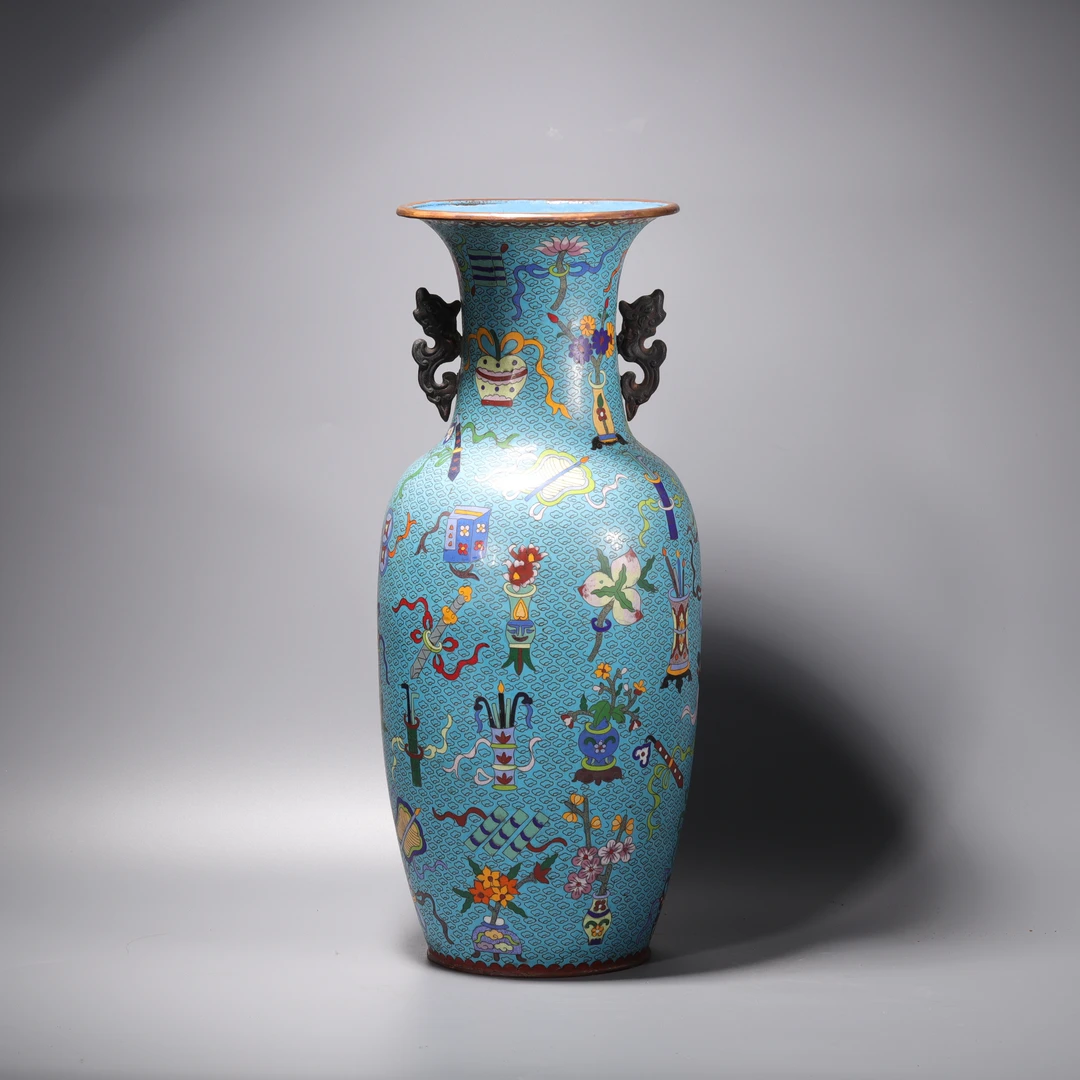 lot27  清代  铜胎景泰蓝博古瓶