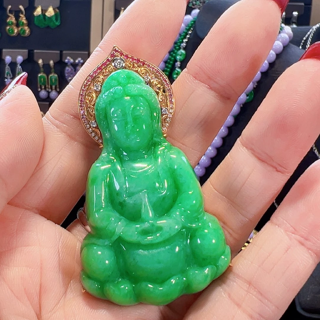 *****翡翠18K金镶嵌颈饰签收后24小时鉴赏期