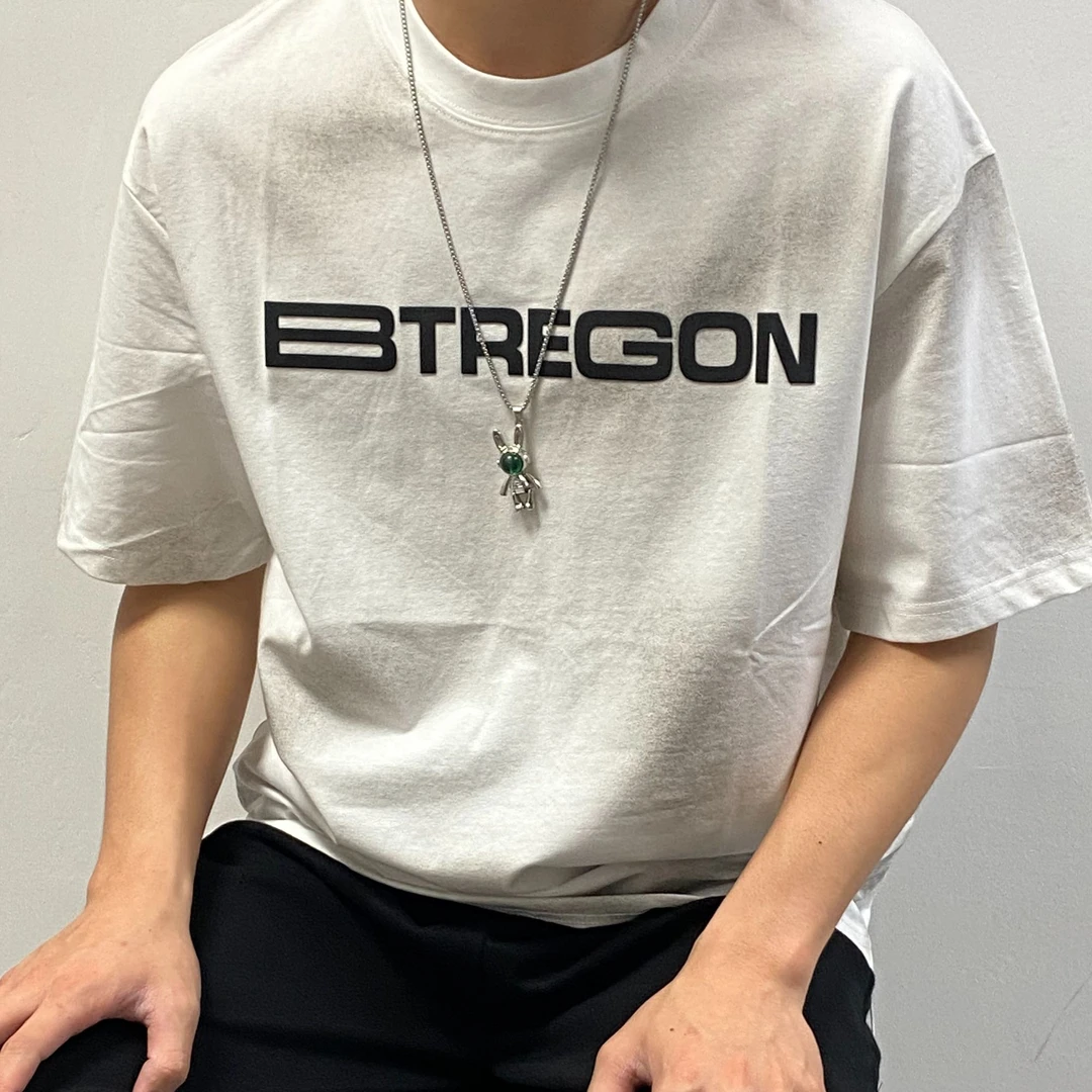 时尚扎染字母短袖T恤男青少年流行风格休闲体恤衫T恤上衣