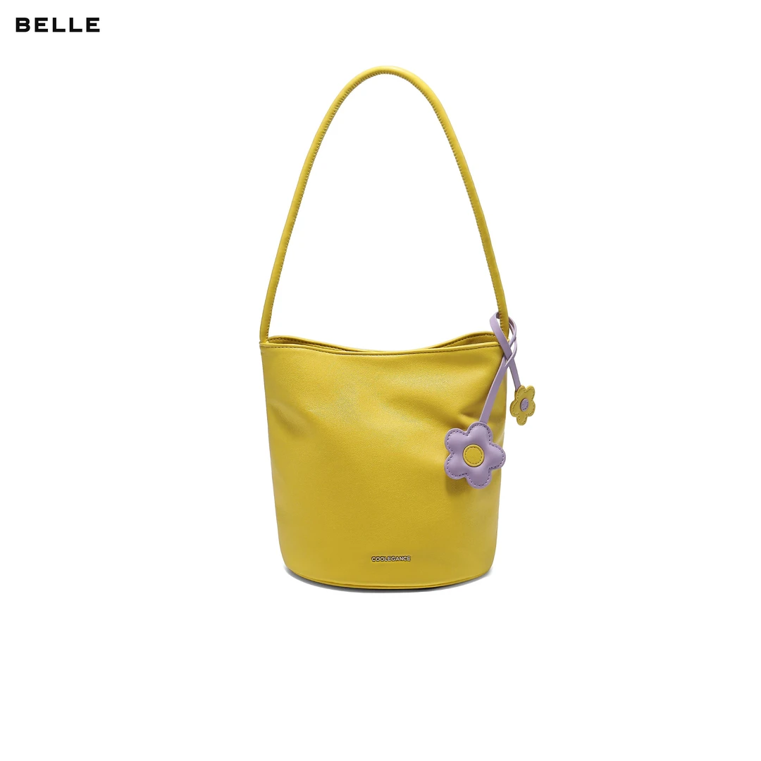 百丽包包女2025夏季新款时尚简约休闲单肩通勤手提水桶包X7304BX5