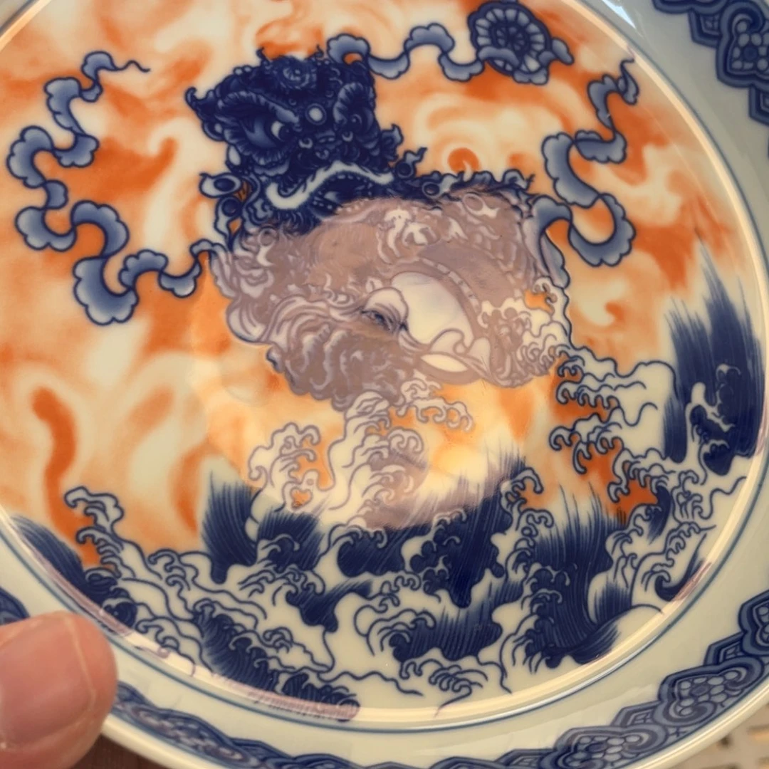 瓷片景德镇梵红国潮风醒狮大壶承