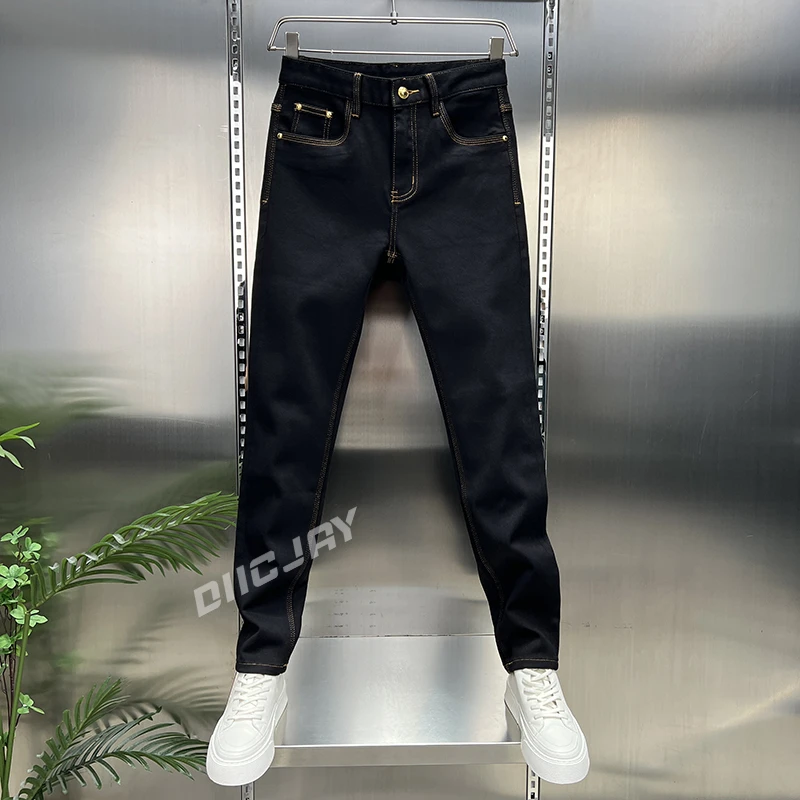 DIIC JAY/狄杰轻奢男士牛仔裤秋冬新款百搭商务修身小直筒九分裤