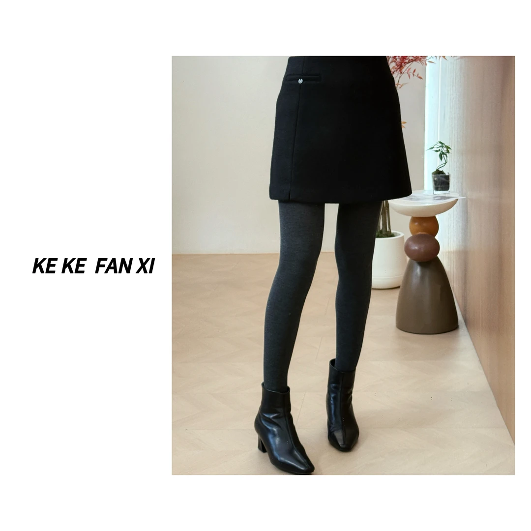6270一粒扣黑色半身短裙时尚百搭加厚冬季