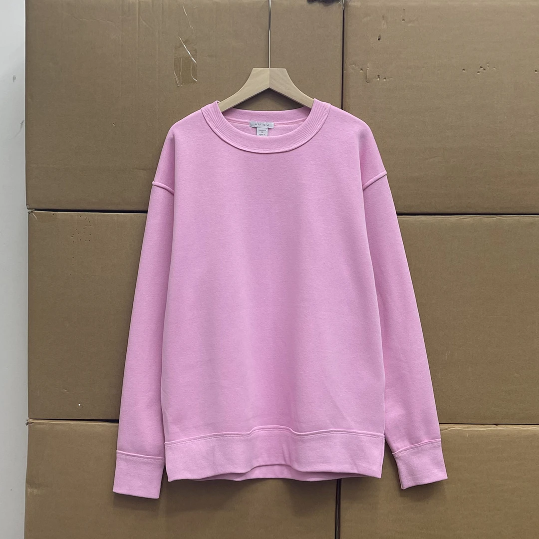 德国单！！春季新款内里加绒春秋款多巴胺色系休闲宽松圆领卫衣女