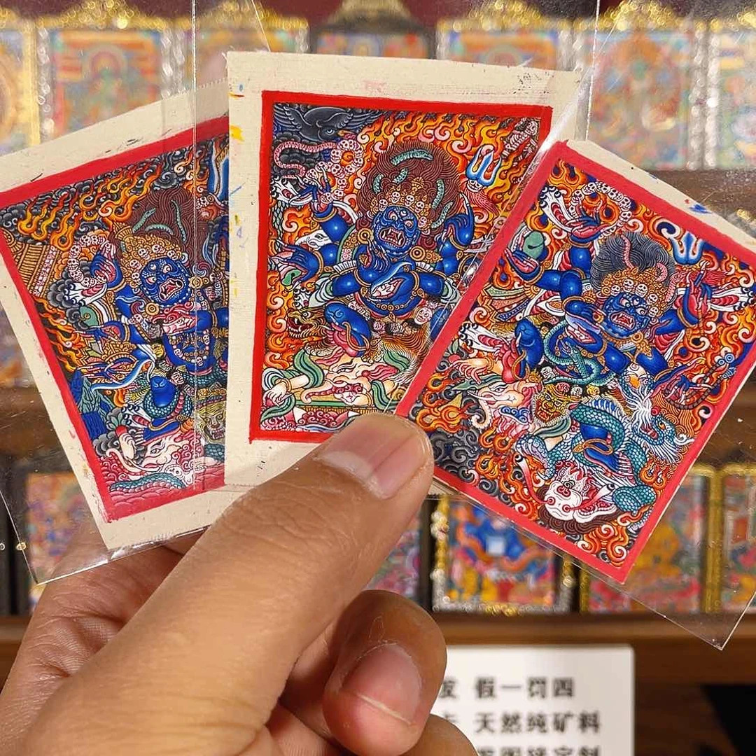 六臂大黑天热贡小唐卡