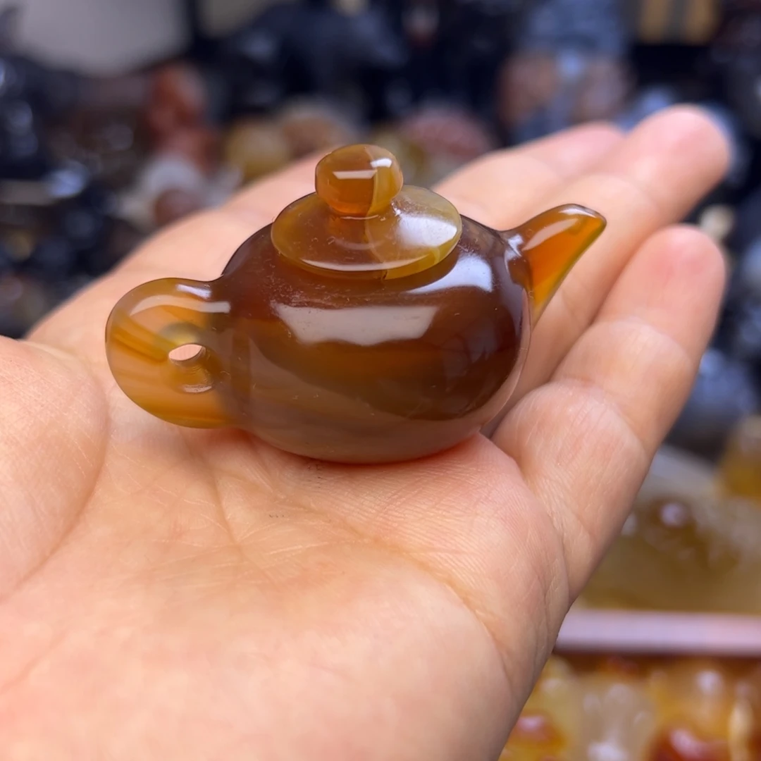 玛瑙/玉髓未镶嵌挂件摆件手玩件把把壶