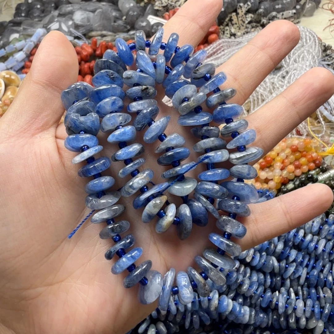 水晶珠宝半成品未镶嵌蓝晶隔片一条