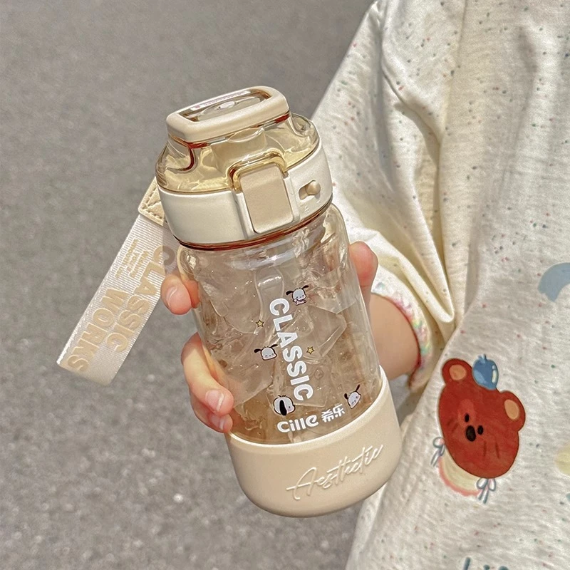 希乐水杯女tritan吸管杯子耐高温学生便携防摔运动水壶防摔大容量