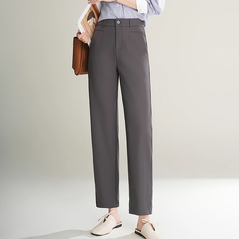 百搭显瘦小黑裤烟管裤子女春夏直筒外穿休闲打底裤OL职业正装西裤
