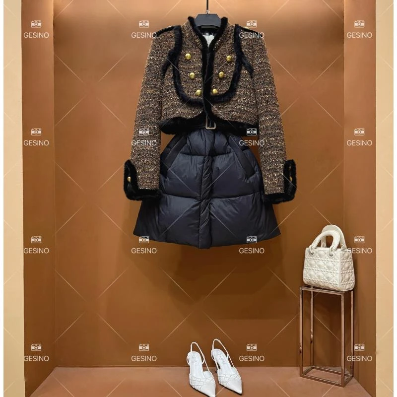 【关关】秋冬气质小香风时尚设计师中长款网红轻奢QD-2024987