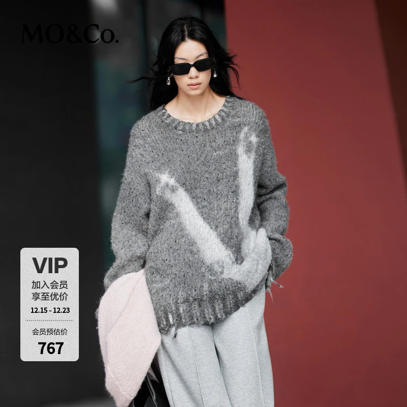 MOCO毛衣冬【高比例羊驼毛】全手工刷毛烂边MBD4SWTT04