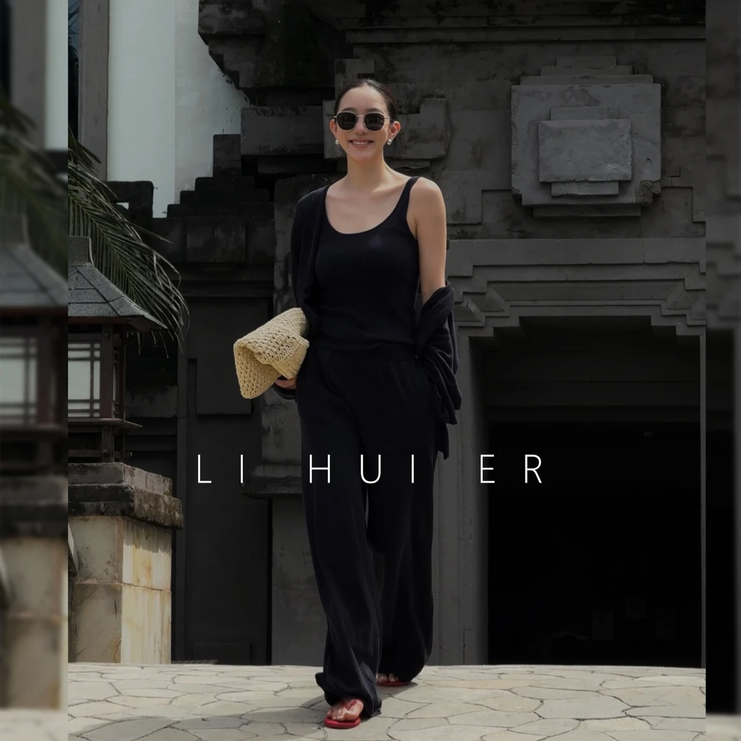 Li Hui Er【琉璃夏】轻奢直筒时尚百搭夏季休闲裤CD1084-1