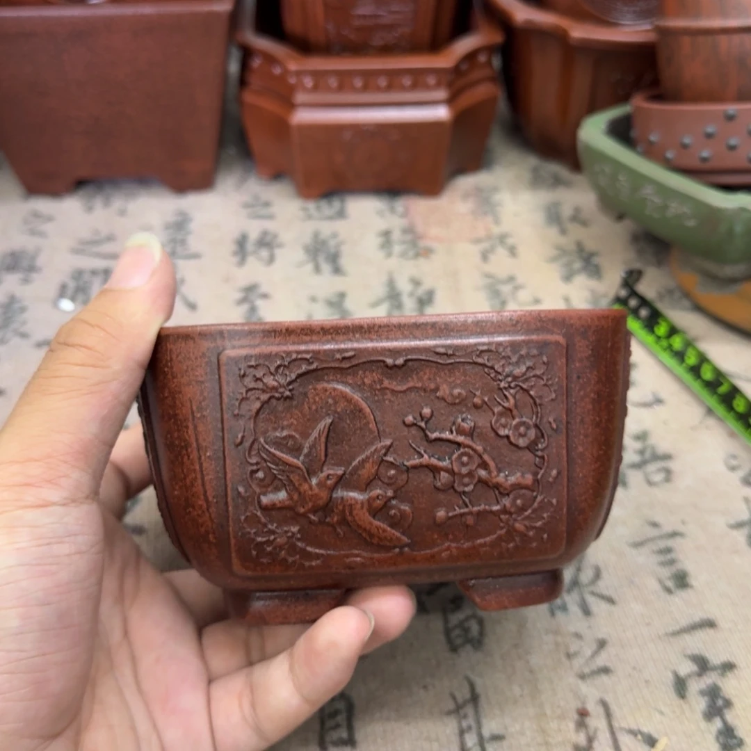 紫砂花盆11.5x6内经紫砂花盆