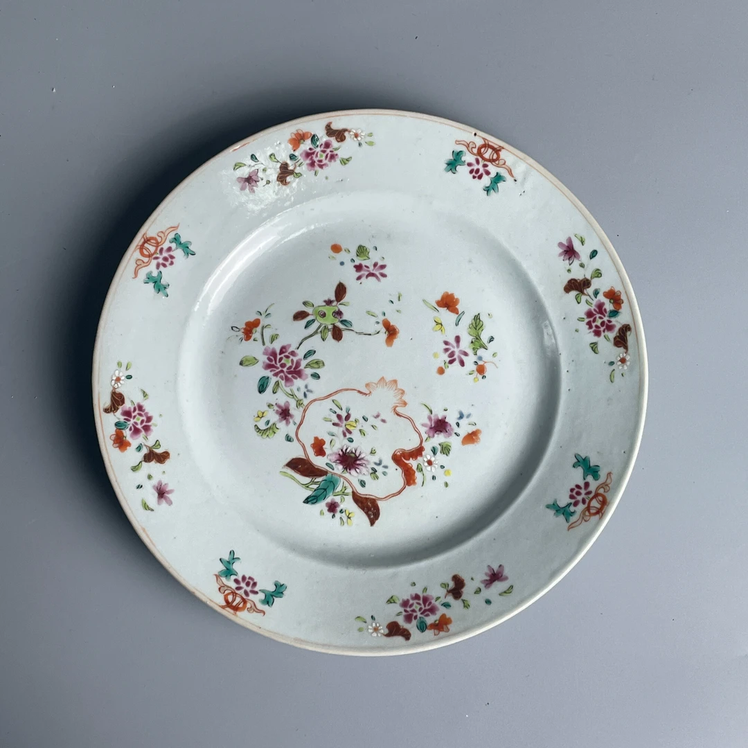 雍正粉彩花卉福寿盘-M25CH008789