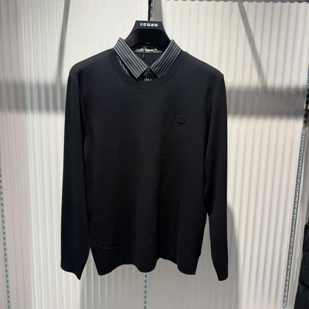 2025秋冬休闲商务假两件衬衫领针织打底衫百搭