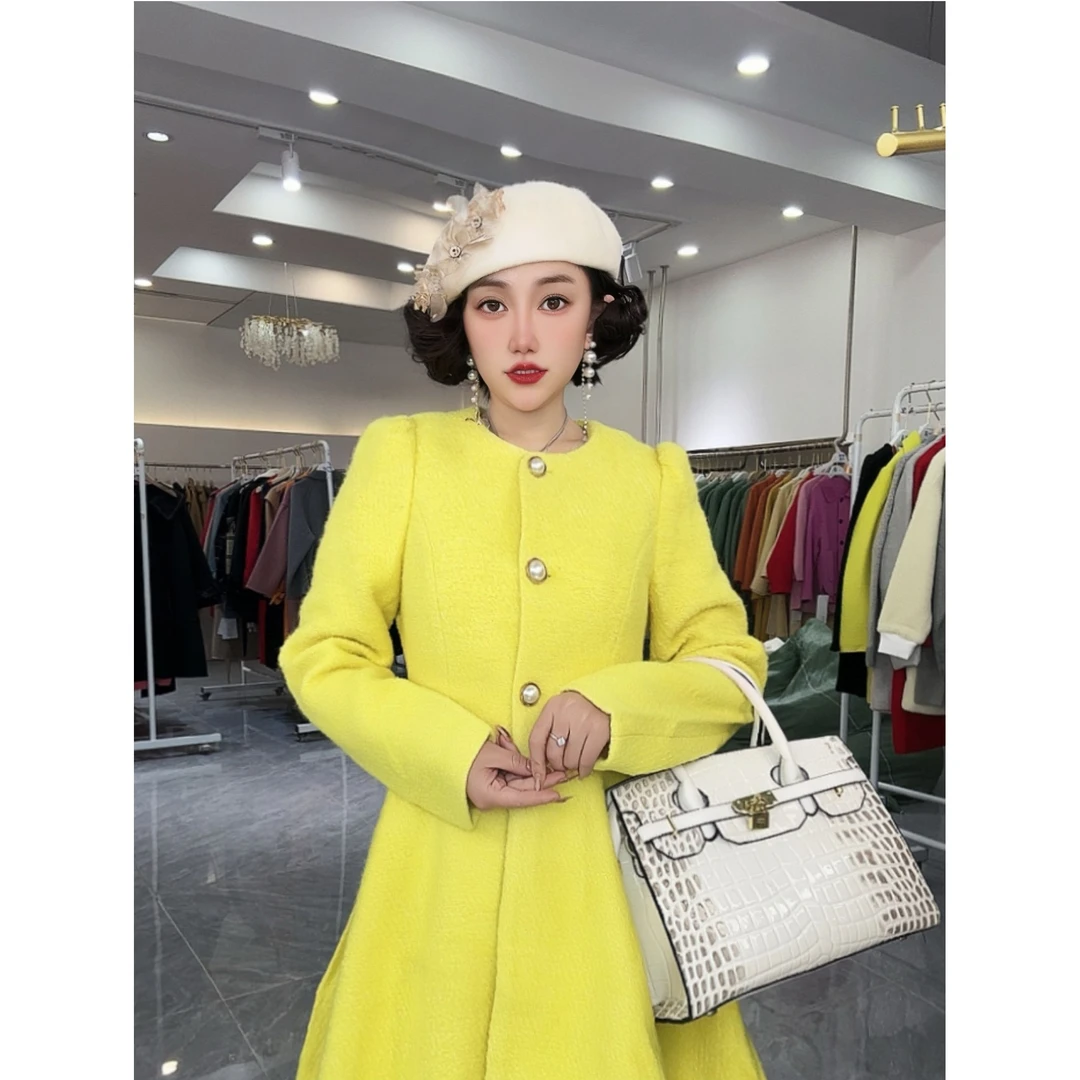 L4RBN0542#秋冬时尚毛呢小香风女装圆领内搭气质高级感洋气大衣