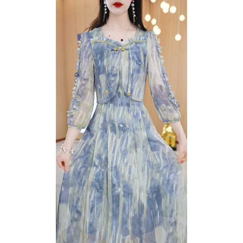 【连衣裙】春季设计感长袖显瘦修身收腰通勤中长款连衣裙M-4XL