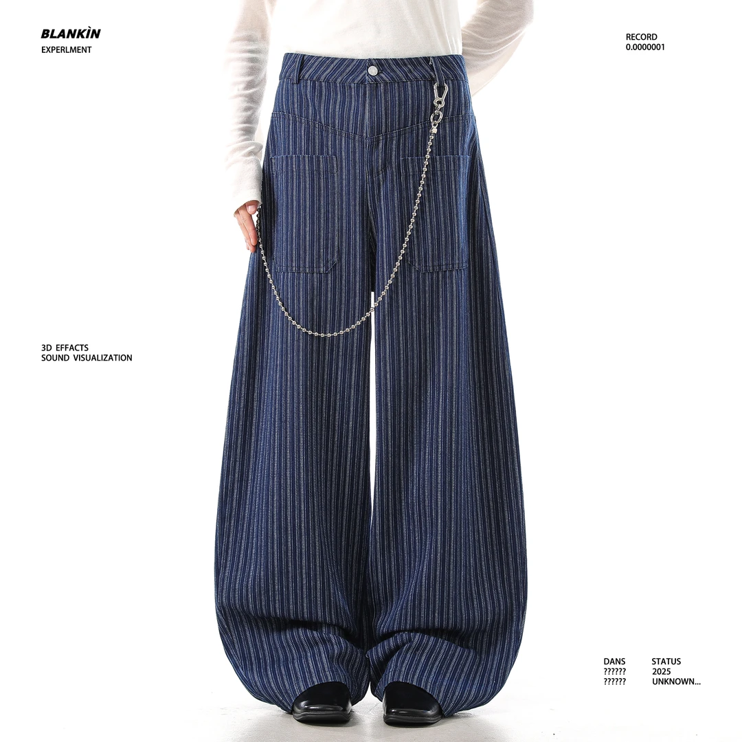 BLANKIN 美式复古宽松老钱风反穿口袋西装裤弯刀阔腿设计感休闲裤