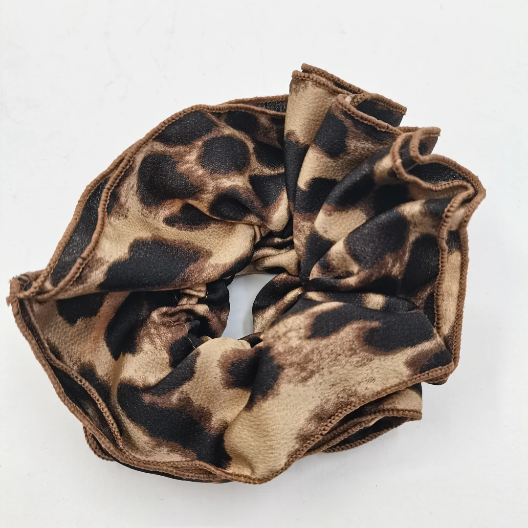 甜酷辣妹双层豹纹大肠发圈女扎马尾发绳百搭头饰