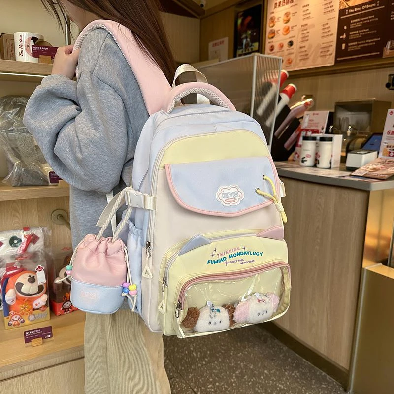 书包初中女生大容量双肩包高颜值小众ins学生痛包可爱学院风背包