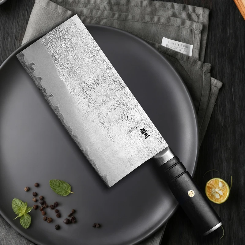 银三锻打斩切两用刀切肉切菜刀厨房刀具441细纹