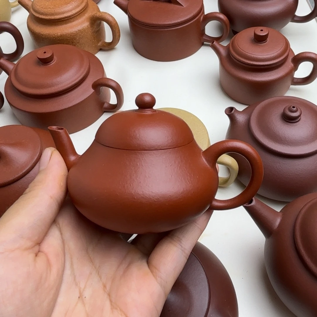 执***辰紫砂茶壶朱泥矮梨100cc微瑕