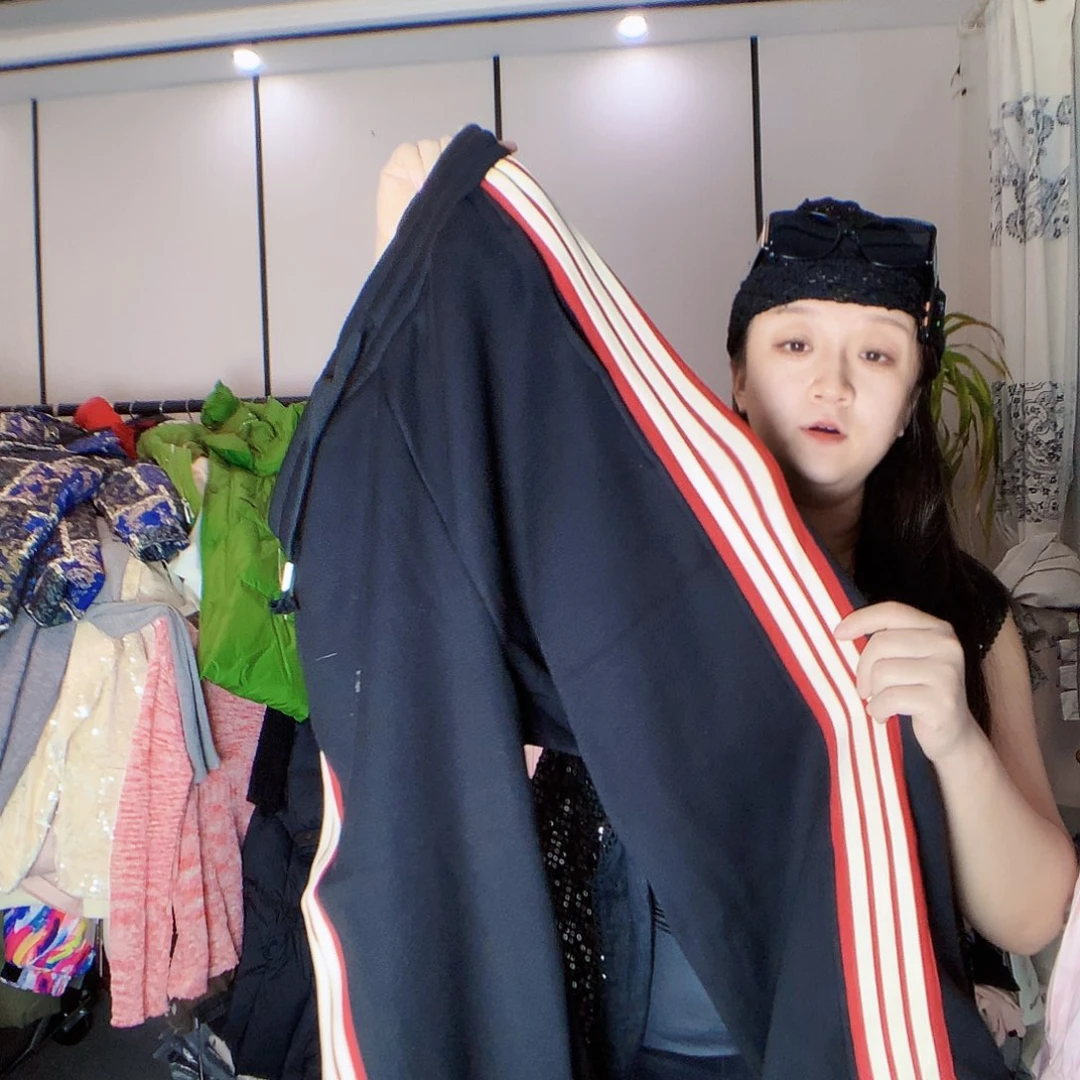 【闪购商品】蓝**姬红色条裤子