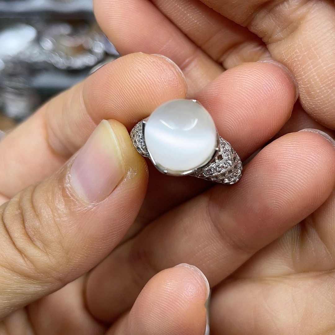 【闪购商品】银S925镶嵌珠宝半成品水晶戒指