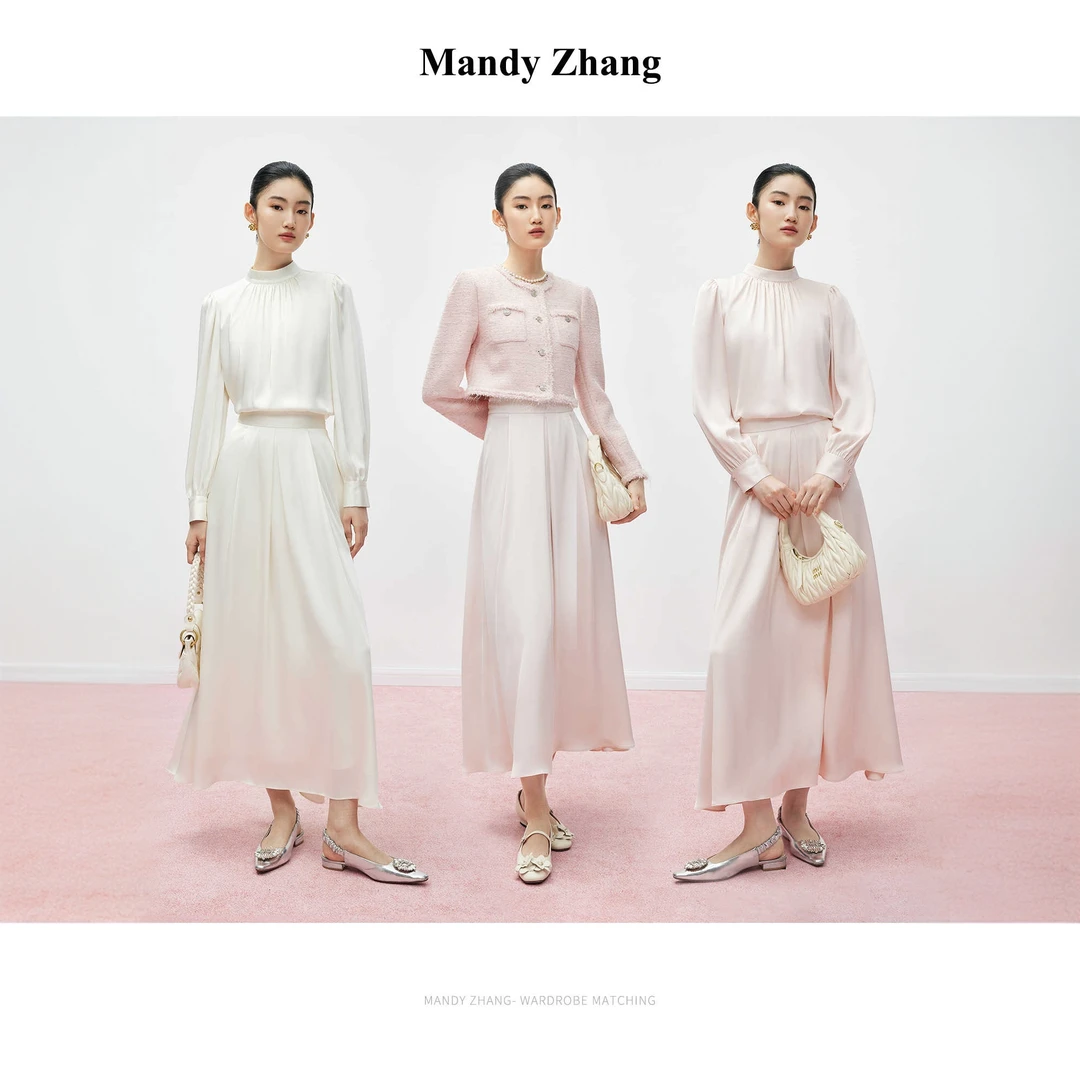 【初依专属】MandyZhang法式缎面a字半身裙女春秋裙子BQ1148