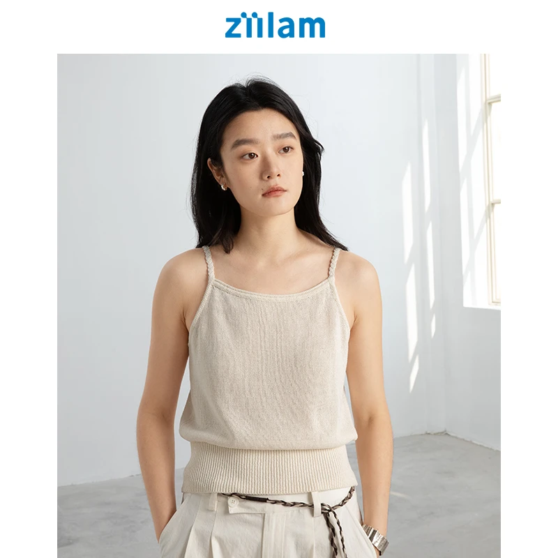 ziilam枝蓝 麻花针织背心女款休闲气质百搭无袖纯色和纸上衣吊带