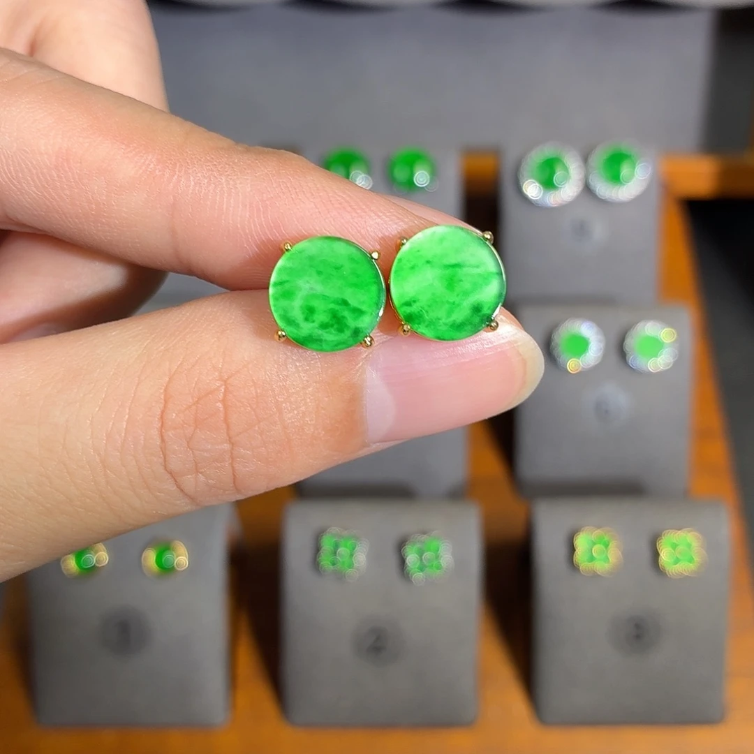 翡翠银S925镶嵌耳饰多样性发货一件