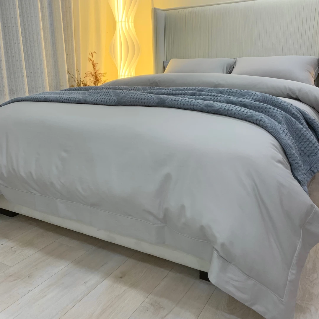 真正100支双股长绒棉四件套超柔织锦缎 纹理提花 亲肤紧致有质感