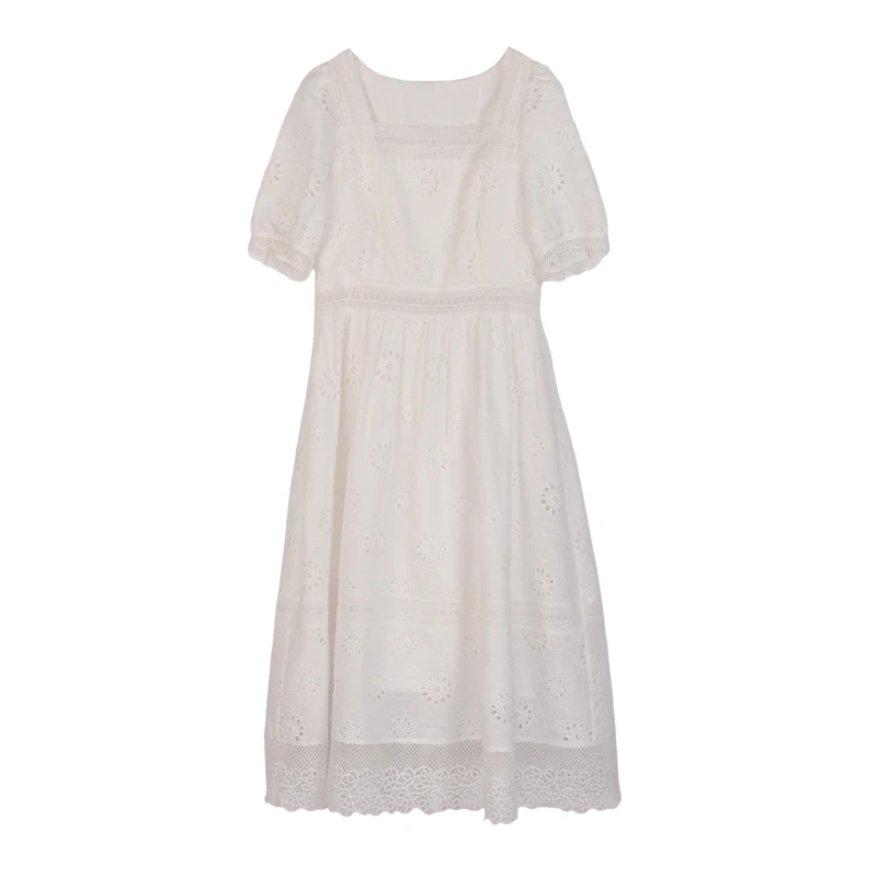 【尚雅】夏季连衣裙女镂空高腰显瘦长裙25L7045