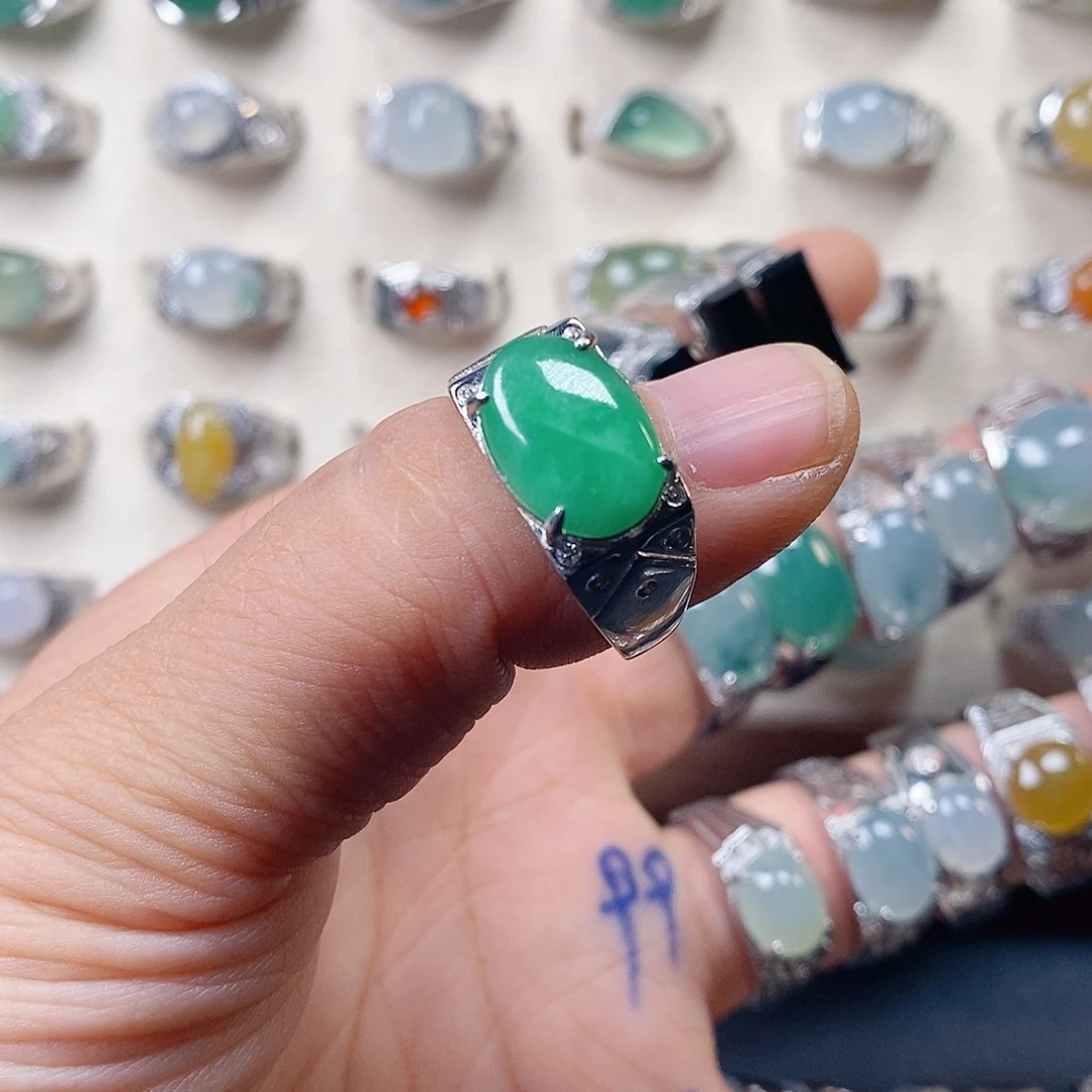 翡翠银S925镶嵌戒指