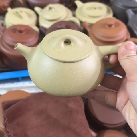 紫砂茶壶梨皮本绿200cc