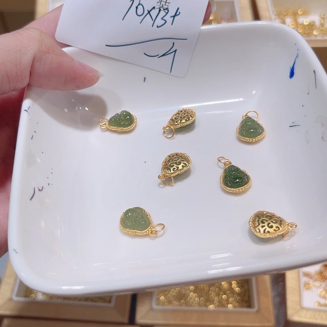 水晶珠宝半成品银S925镀金镶嵌111 。